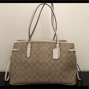 Beige and cream large Coach tote